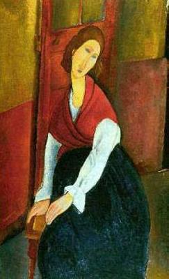 Amedeo Modigliani Jeanne Hebuterne in Red Shawl Norge oil painting art
